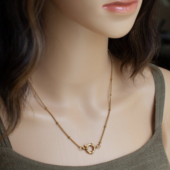 18K Gold Bead Station Stacking Layering Necklace - Picture 9 of 9